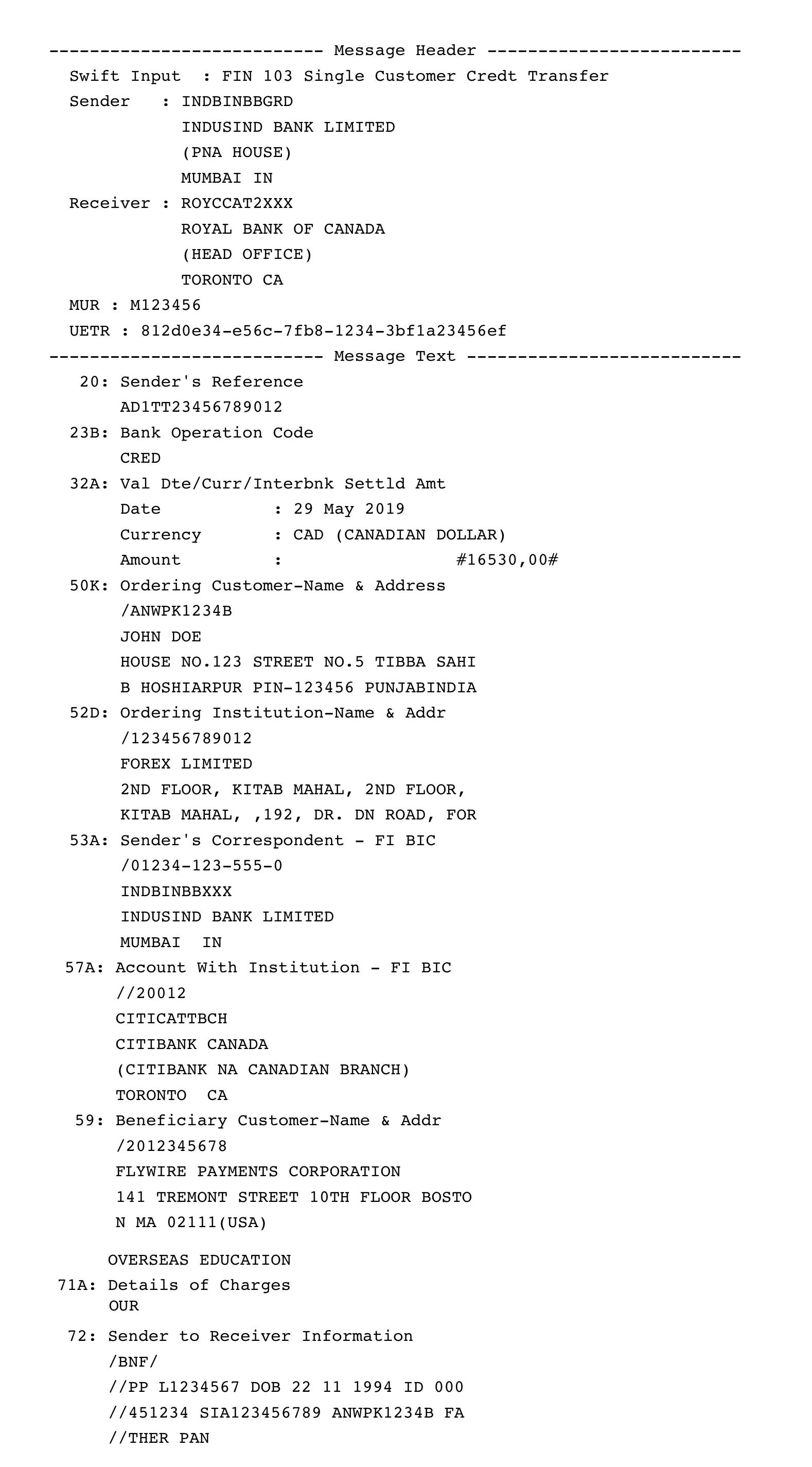 What is a SWIFT MT103 document? Flywire